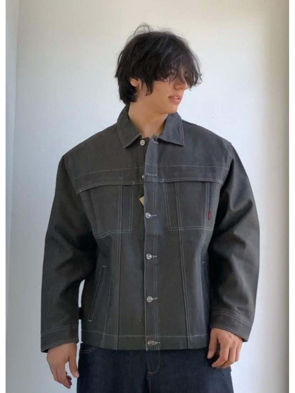 Men's Davoucci Charcoal Grey Casual Denim Jacket NWT